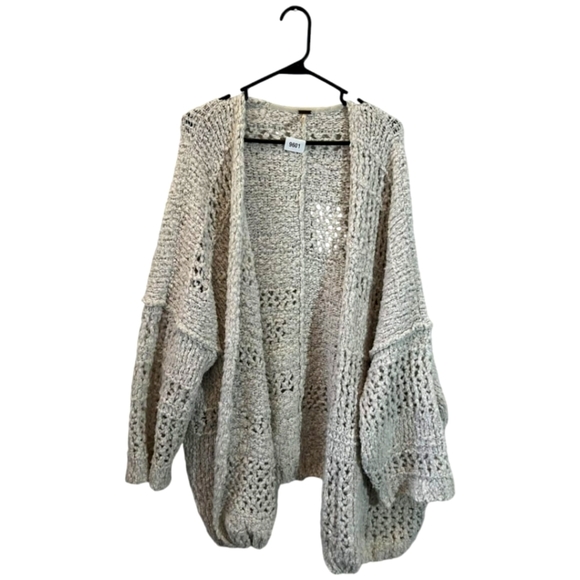 Free People Sweaters - Free People Women's Crochet Knit Beige Open Front Cardigan Size M/L